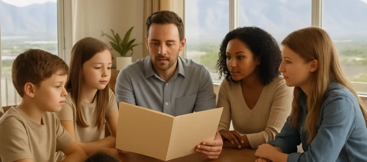 Blended family estate planning in Utah discussed at home near Salt Lake City